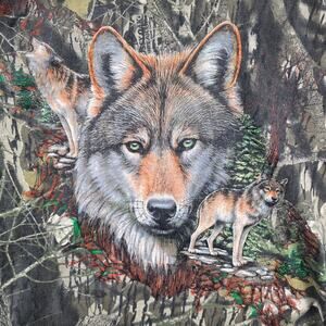 Sportex Men’s T-Shirt Camo XL Wolf Graphic Print Mossy Oak 100% Cotton